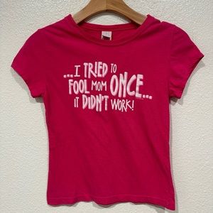 kids now & zen pink i tried to fool mom once graphic short sleeve t shirt